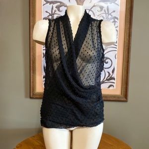 Sheer Popcorn Sleeveless Blouse Sz S